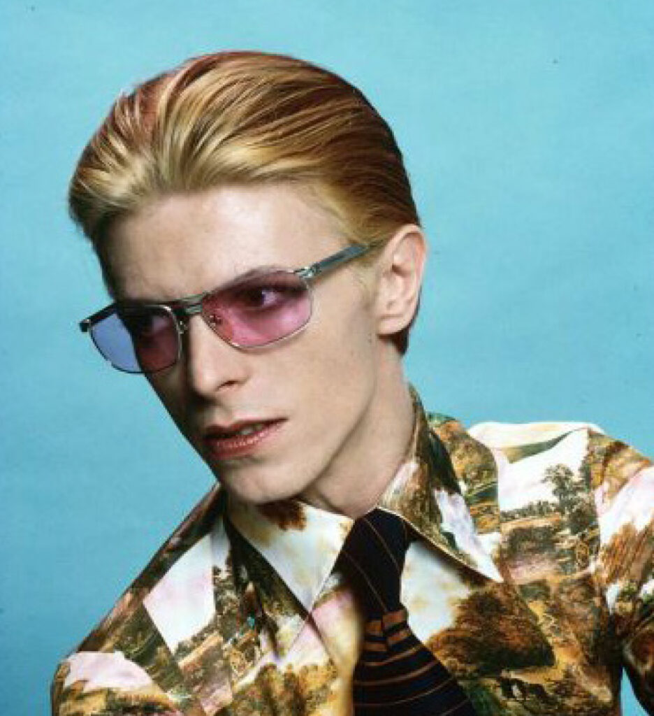 David Bowie in a pair of archive Cutler and Gross sunglasses.