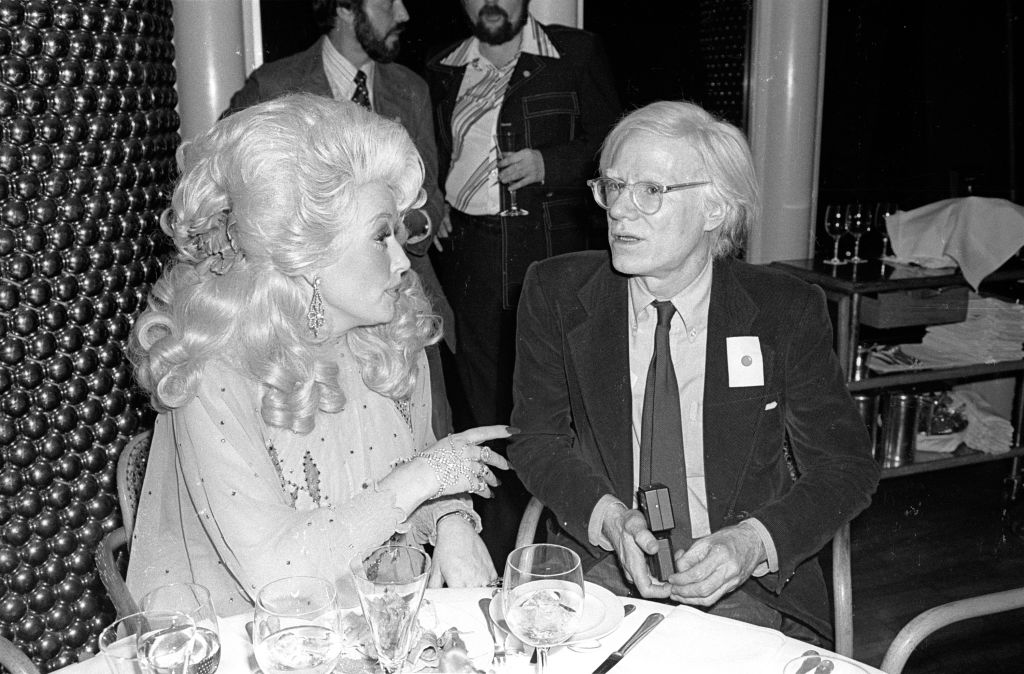 Andy Warhol pictured with Dolly Parton