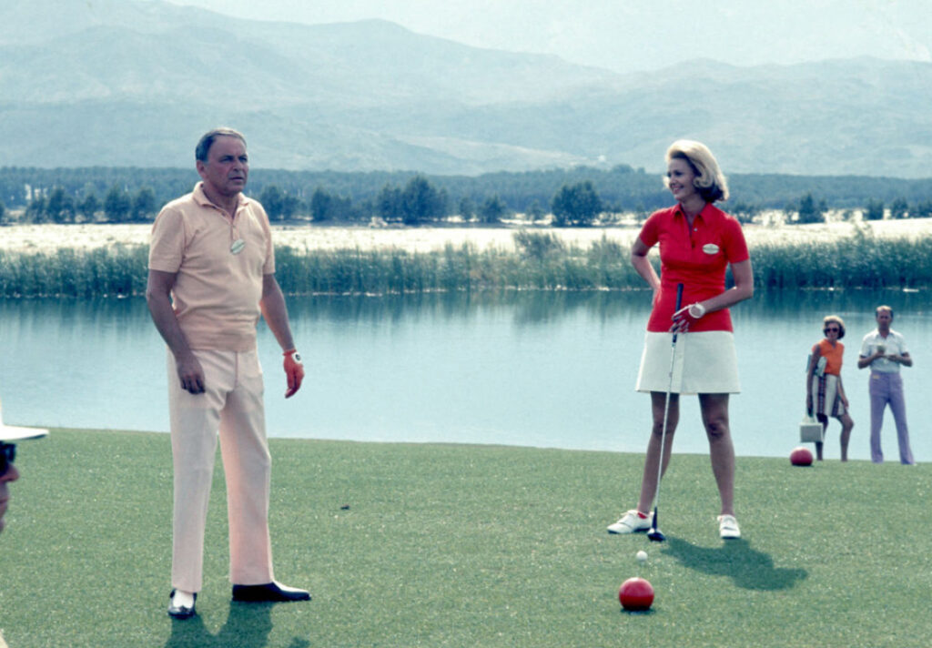 Frank and Barbara Sinatra pictured playing golf