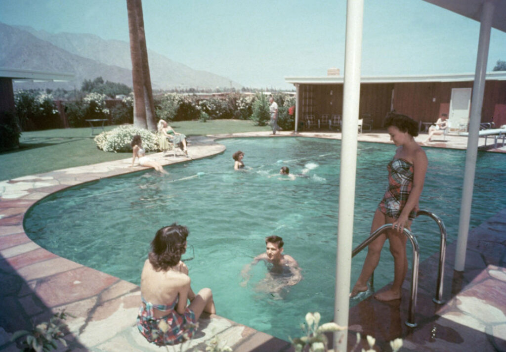Bathers photographed in Frank Sinatra's pool